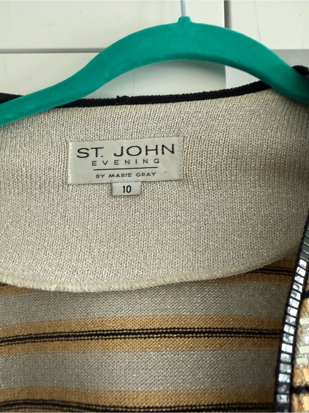 St. John Gold, Silver & Black Striped Open-Front Jacket - Picture 3 of 3